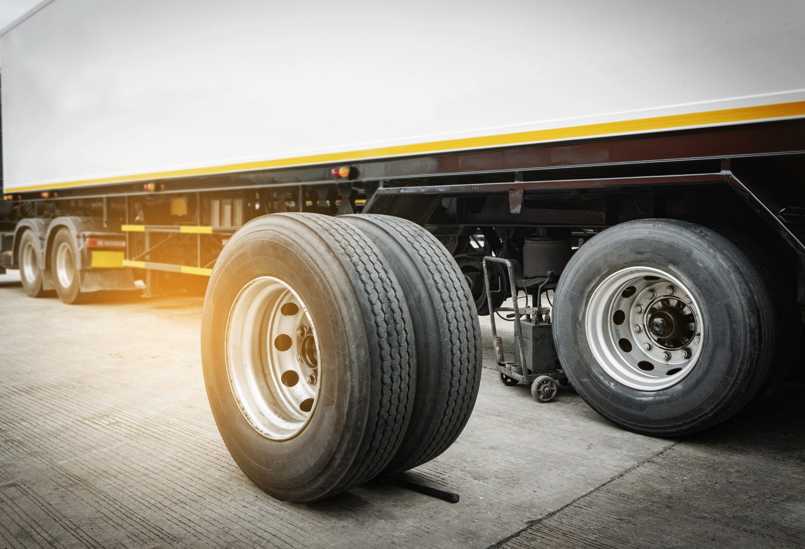 truck spare wheels tires waiting change trailer wheels maintenance scaled 1